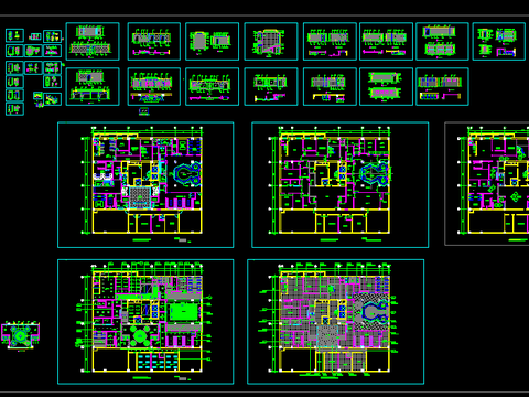  洗浴桑拿休闲中心装修cad施工图 