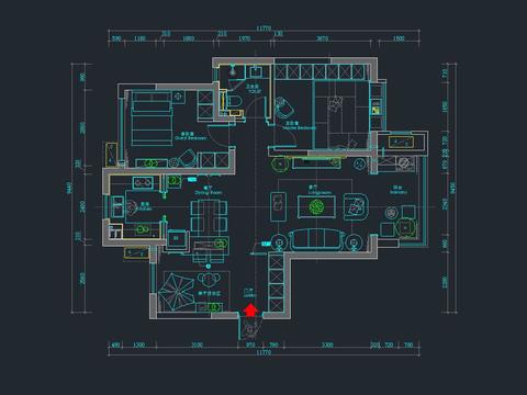  美式家居cad施工图 
