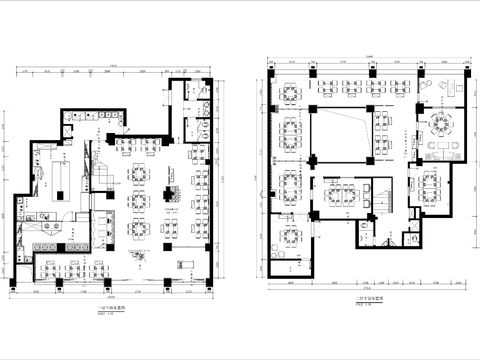  600㎡两层火锅店cad平面图 