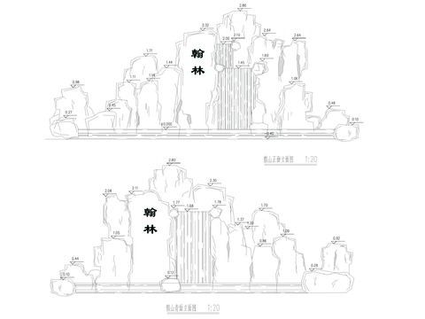  假山瀑布平立节点大样 