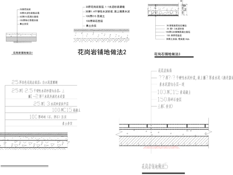  花崗巖鋪地做法CAD施工圖 