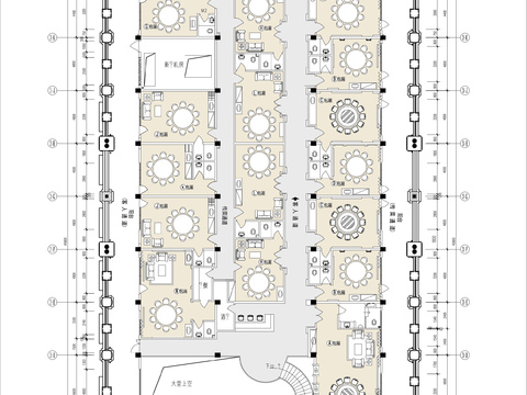  酒店餐厅包房cad平面图 