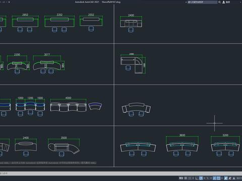  员工办公桌模型cad图库 