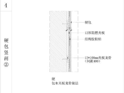  硬包木夹板龙骨墙CAD施工图 