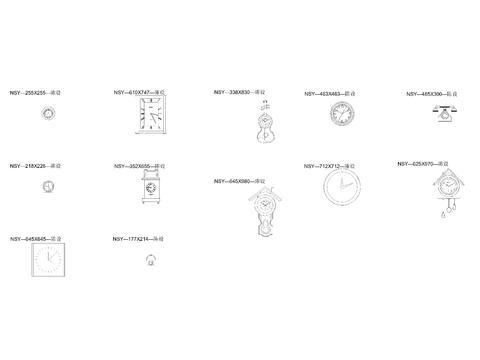  摆件组合 陈设品 挂件 时钟 电话立面cad图库 