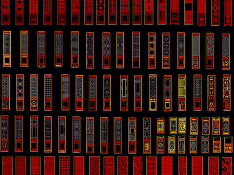  花格线条剖面cad图库 