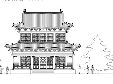  观音殿cad立面图 