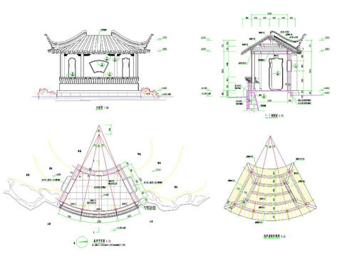  中式古典扇亭节点大样 