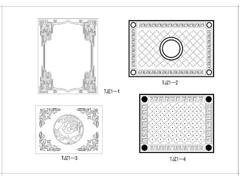  中式花格 角花cad图库 