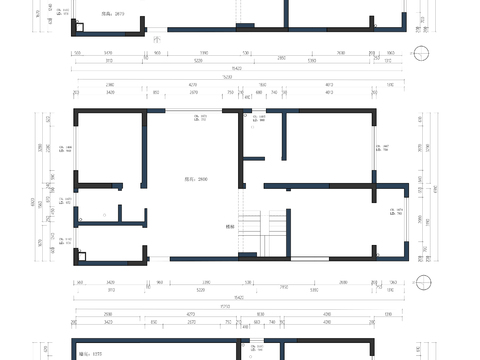  三层复式设计CAD平面图 