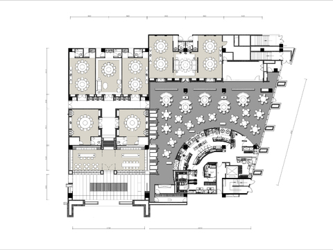  1500㎡酒店餐厅cad平面图 