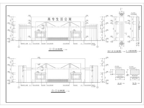  小區(qū)入口大門 工業(yè)園區(qū)入口CAD施工圖 