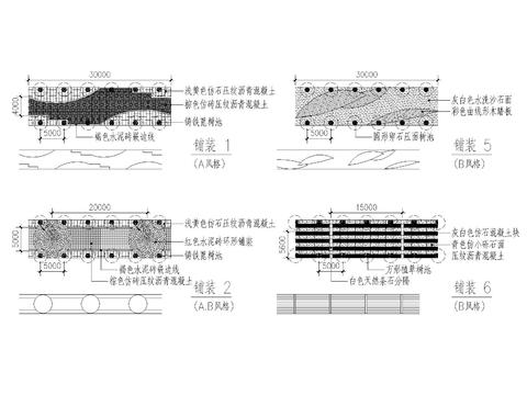  道路及园路铺装CAD平面图 
