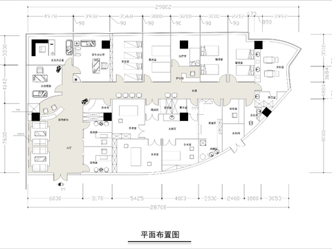  400㎡医美整形机构cad平面图 