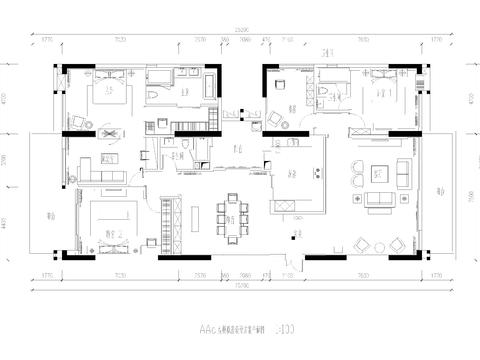  大平层家居平面设计cad施工图 
