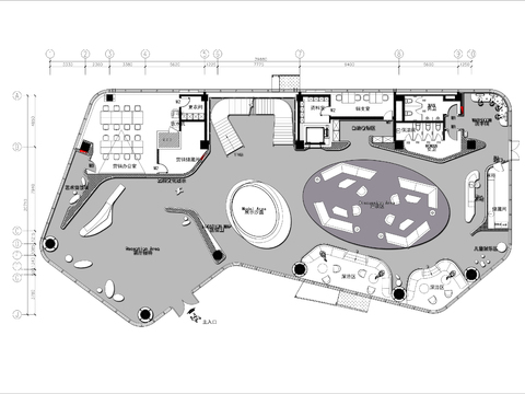  售楼部接待大厅样板间cad平面图 