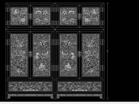  中式暗八仙顶箱柜cad图库 