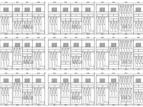 衣柜模块cad图库 