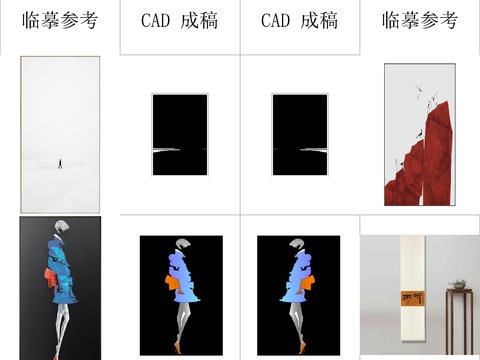  网红挂画临摹cad图库 