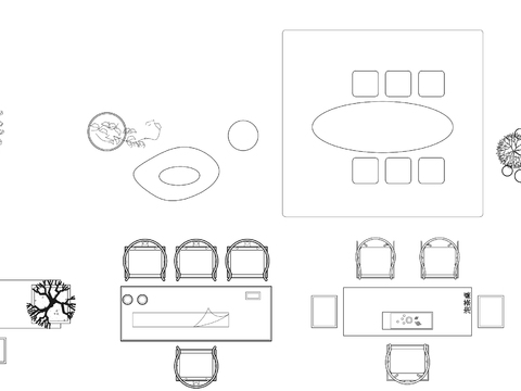  中式茶桌茶台cad图库 