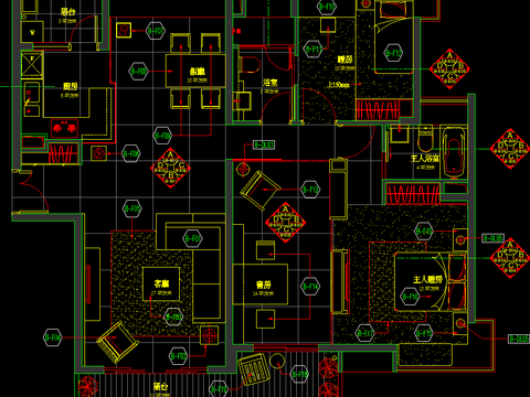  华润凤凰城样板房CAD施工图 