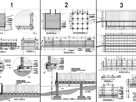  多种亲水木平台 防腐木栏杆CAD施工图 