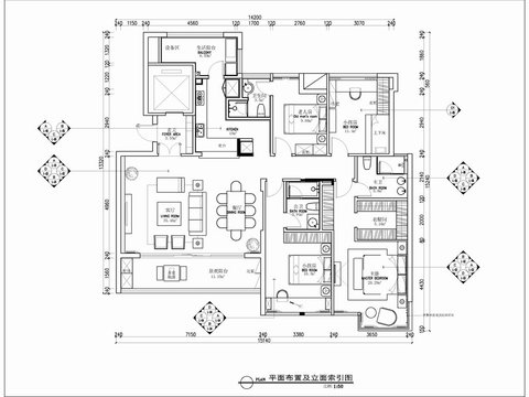  180㎡大平層CAD施工圖 