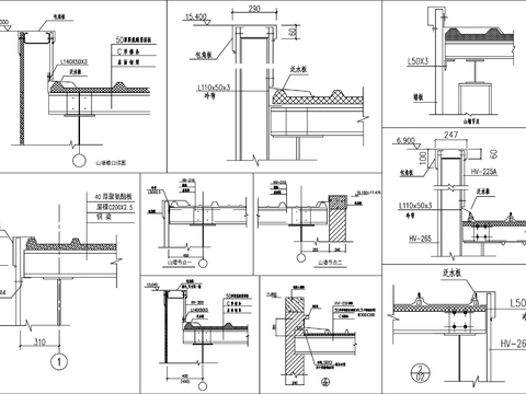  山墙檐口cad大详图 