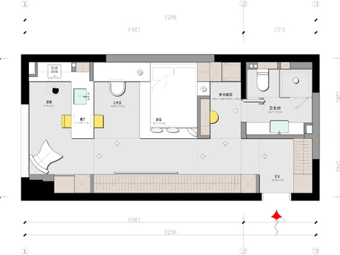  精品户型改造案例-一居室cad施工图 