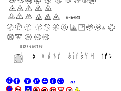  停车场图例和路口标志CAD图库 