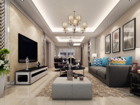  万孚尊园现代客餐厅卧室CAD施工图 