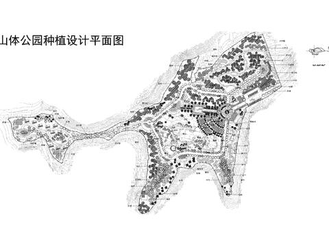  山体公园种植设计平面cad施工图 