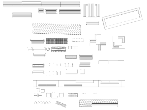  户外景观座椅cad图库 
