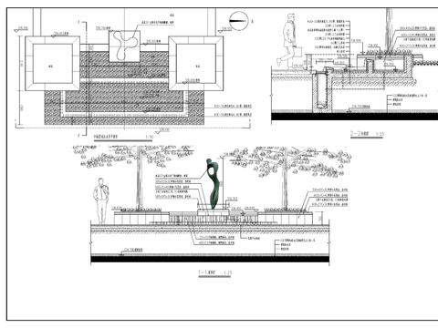  中轴雕塑水景cad大样图 