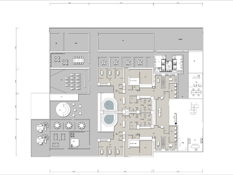  2000㎡洗浴中心会所cad平面图 