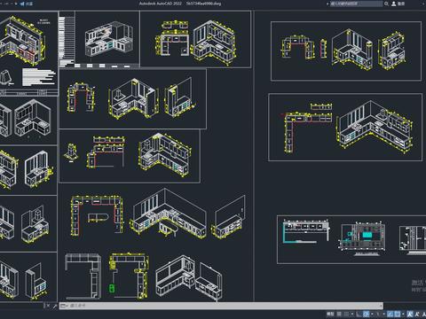  橱柜三维图图库 橱柜cad图库 