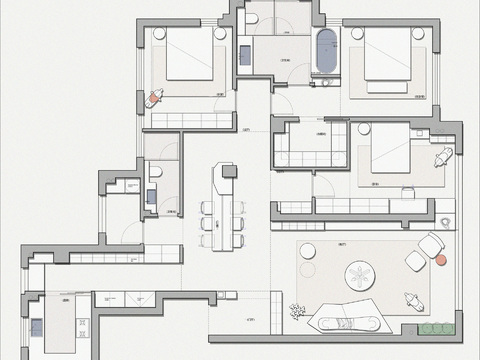  171㎡平层cad平面图 