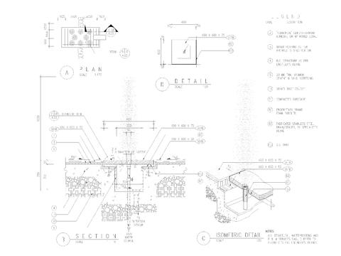  喷水涌泉详图剖面图cad图库 