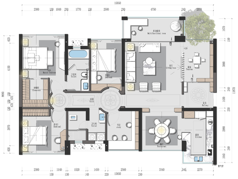  150平平面方案设计cad施工图 
