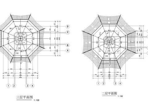  古建筑 寺庙 寺院 塔cad施工图 