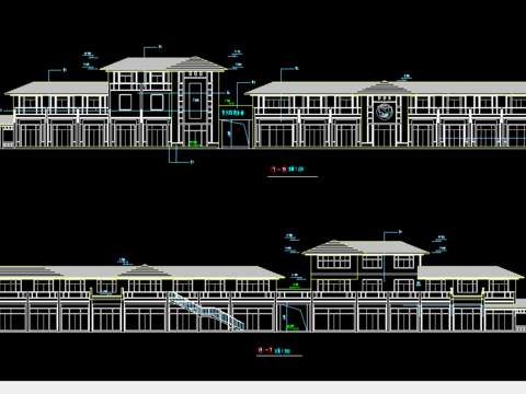  商業(yè)街建筑cad施工圖 