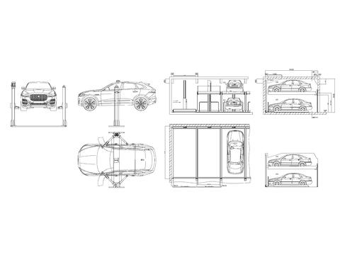 现代汽车升降起重机cad大样图 