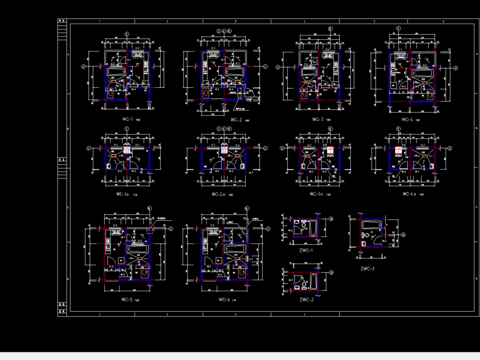  各种厨厕施工cad大样图 