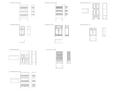  中式明代黄花梨置物柜 明代紫檀木置物柜cad图库 
