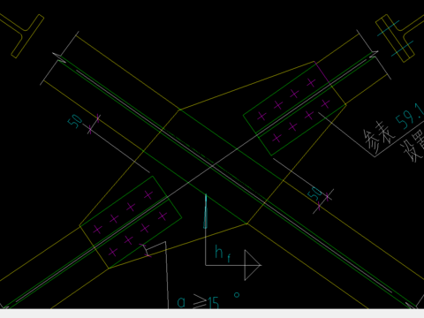  H型钢与双节点板的连接cad节点 