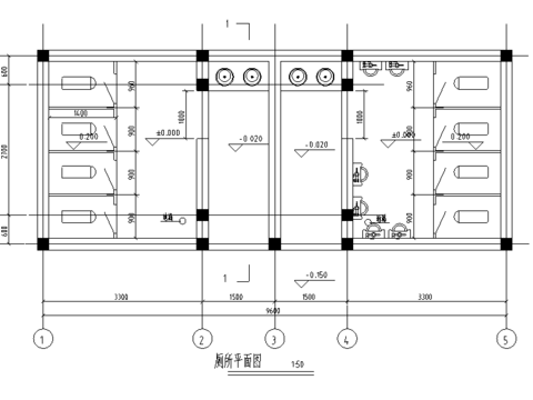  公園廁所CAD施工圖 