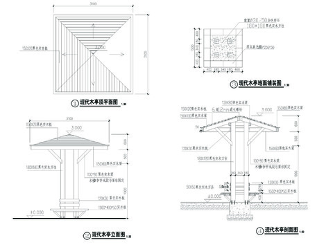  木亭顶详图节点大样 