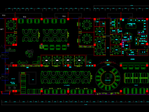  川菜馆餐厅cad平面图 