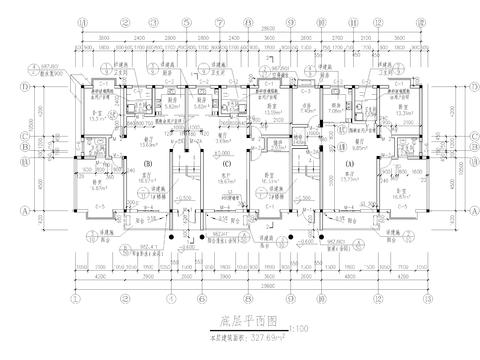  公寓樓CAD施工圖 