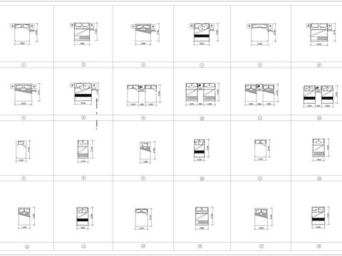  带尺寸轻奢床具合集cad图库 